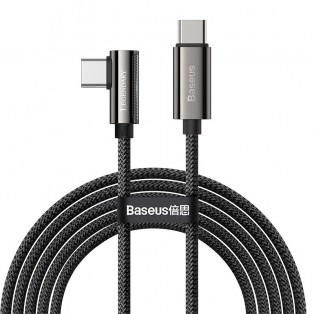 Baseus Legend Series USB-C kabel PD 2.0 / QC3.0, 100W, 20v/5A, Vinkel 90°, 2m - Svart