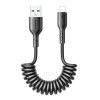 Joyroom Flexible Fast Charging Cable SA38, USB-A - Lightning Kabel, Spiral, 3A, 1.5m - Svart