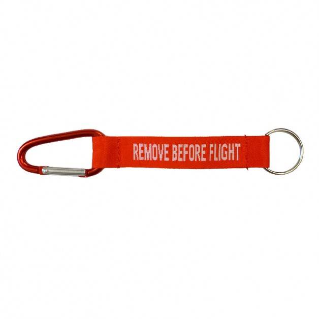 Nyckelband - REMOVE BEFORE FLIGHT - Röd/Vit - Karbinhake