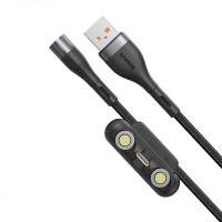 Baseus Zinc Magnetic Safe Fast Charging Data Cable - USB kabel 3 i 1 - 5A, 1m LED - Svart