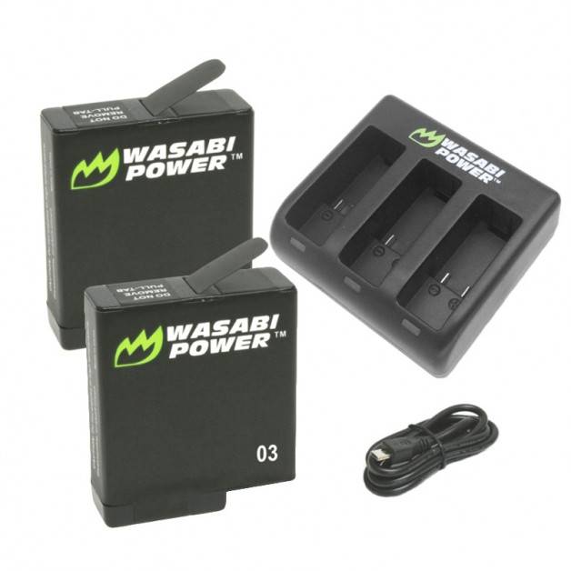 Wasabi Power Batterier och Batteriladdare - Trippel - för GoPro Hero5 - Paket