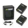 Wasabi Power Batteri och Batteriladdare - Dubbel - till GoPro Hero3+/3 - Paket