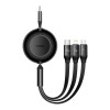 Baseus Bright Mirror 2 retractable cable 3-in-1, USB kabel 100W, 1.1m - Multi, USB-C / Lightning / MicroUSB