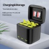 Telesin batterier och Batteriladdare med förvaring för batterier + microSD - Trippel - för GoPro Hero10/9 Black